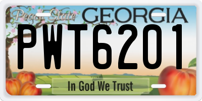GA license plate PWT6201