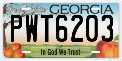 GA license plate PWT6203