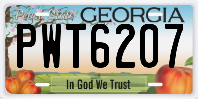 GA license plate PWT6207