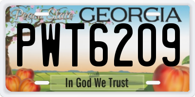 GA license plate PWT6209