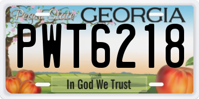 GA license plate PWT6218