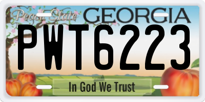 GA license plate PWT6223