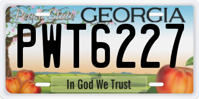 GA license plate PWT6227
