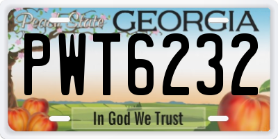 GA license plate PWT6232