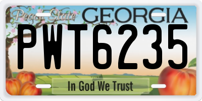 GA license plate PWT6235
