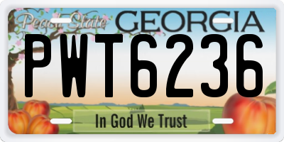 GA license plate PWT6236