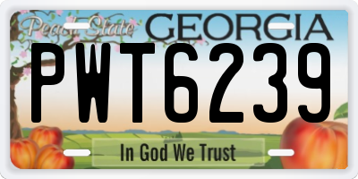 GA license plate PWT6239