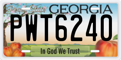 GA license plate PWT6240