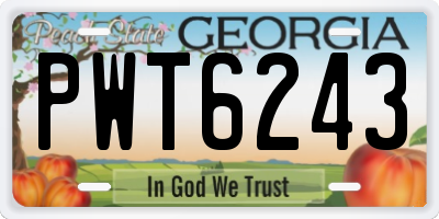 GA license plate PWT6243