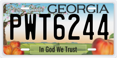 GA license plate PWT6244