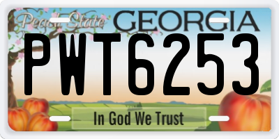 GA license plate PWT6253