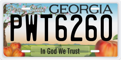 GA license plate PWT6260