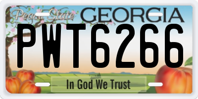 GA license plate PWT6266