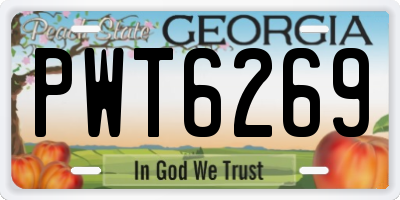 GA license plate PWT6269