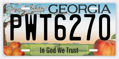 GA license plate PWT6270