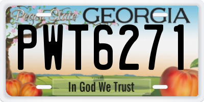 GA license plate PWT6271