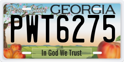 GA license plate PWT6275