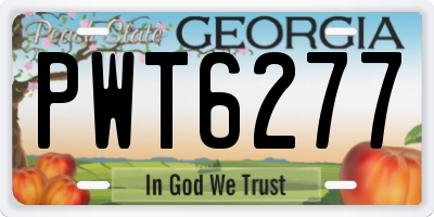 GA license plate PWT6277