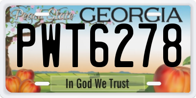 GA license plate PWT6278