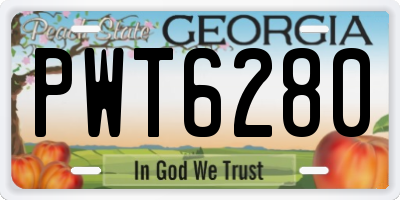 GA license plate PWT6280