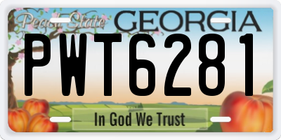 GA license plate PWT6281