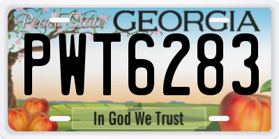 GA license plate PWT6283