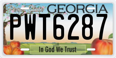 GA license plate PWT6287