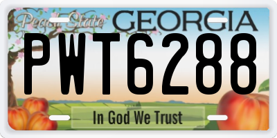 GA license plate PWT6288