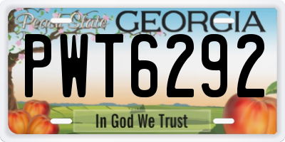 GA license plate PWT6292