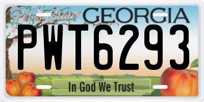 GA license plate PWT6293