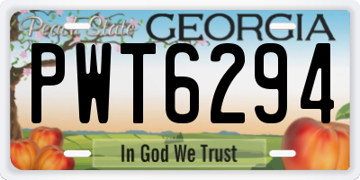 GA license plate PWT6294