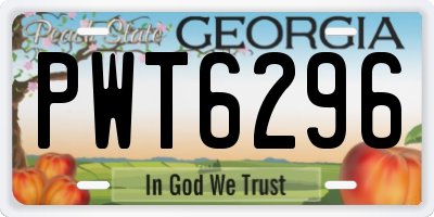GA license plate PWT6296