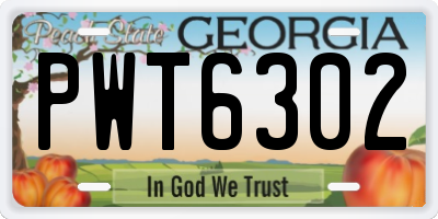 GA license plate PWT6302