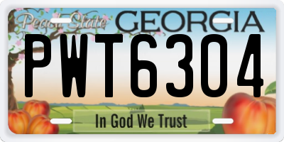 GA license plate PWT6304