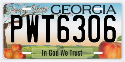 GA license plate PWT6306