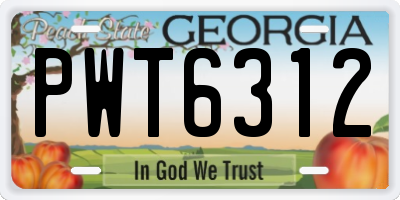 GA license plate PWT6312