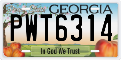 GA license plate PWT6314