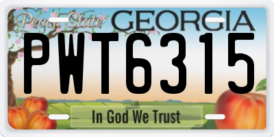 GA license plate PWT6315