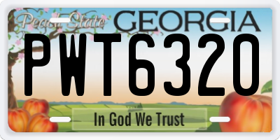 GA license plate PWT6320