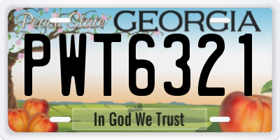 GA license plate PWT6321