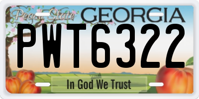 GA license plate PWT6322