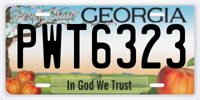 GA license plate PWT6323