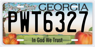 GA license plate PWT6327