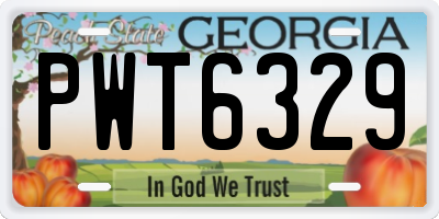 GA license plate PWT6329