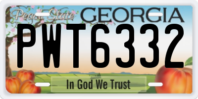 GA license plate PWT6332