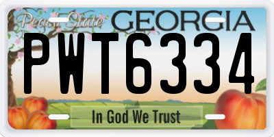 GA license plate PWT6334
