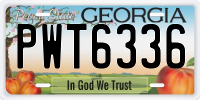 GA license plate PWT6336