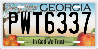 GA license plate PWT6337