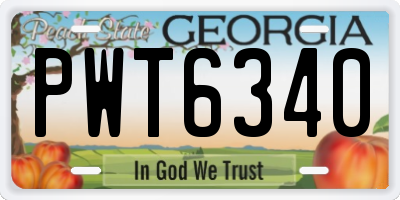 GA license plate PWT6340