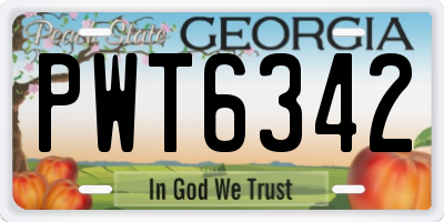 GA license plate PWT6342